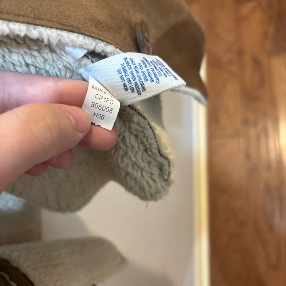 Y2K 2006  Old Navy Faux Suede Sherpa Jacket Women’s Large – Brown / Cream - Picture 13 of 16